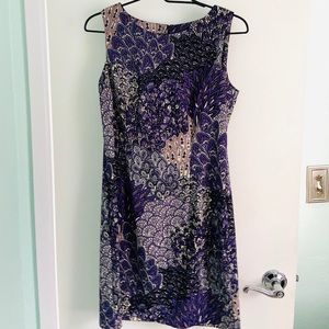 Gently Used Purple Peacock Feather Print Dress 10p